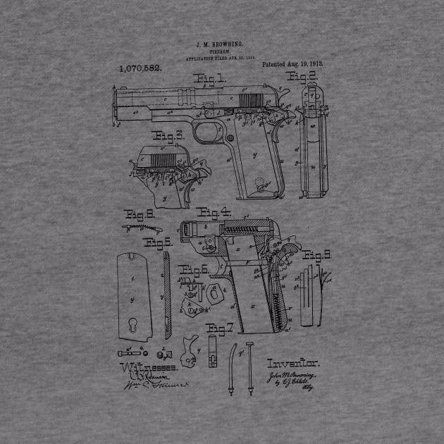 1911 Pistol Takedown Patent (black) by Big Term Designs